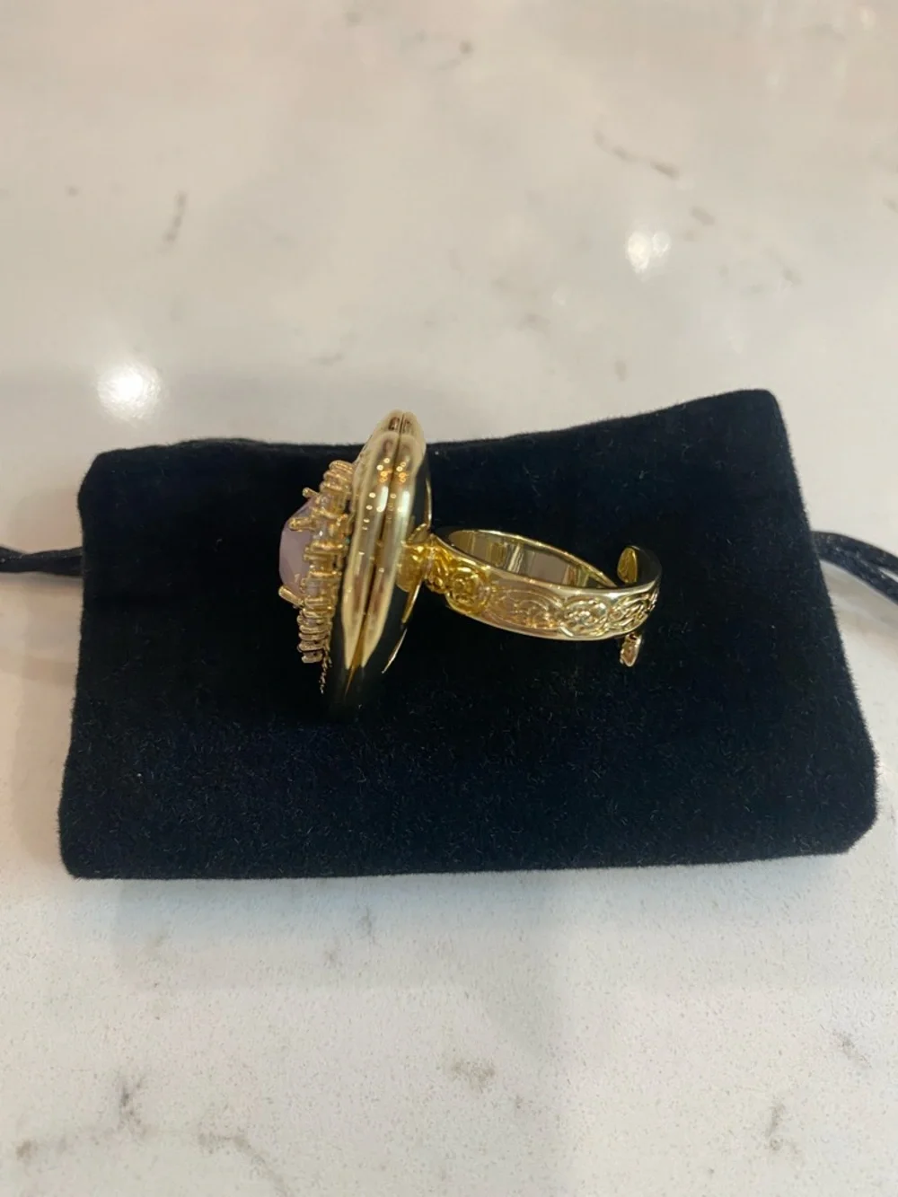 Feed me gems pink opal “Polly Locket” Ring - Picture 5 of 8